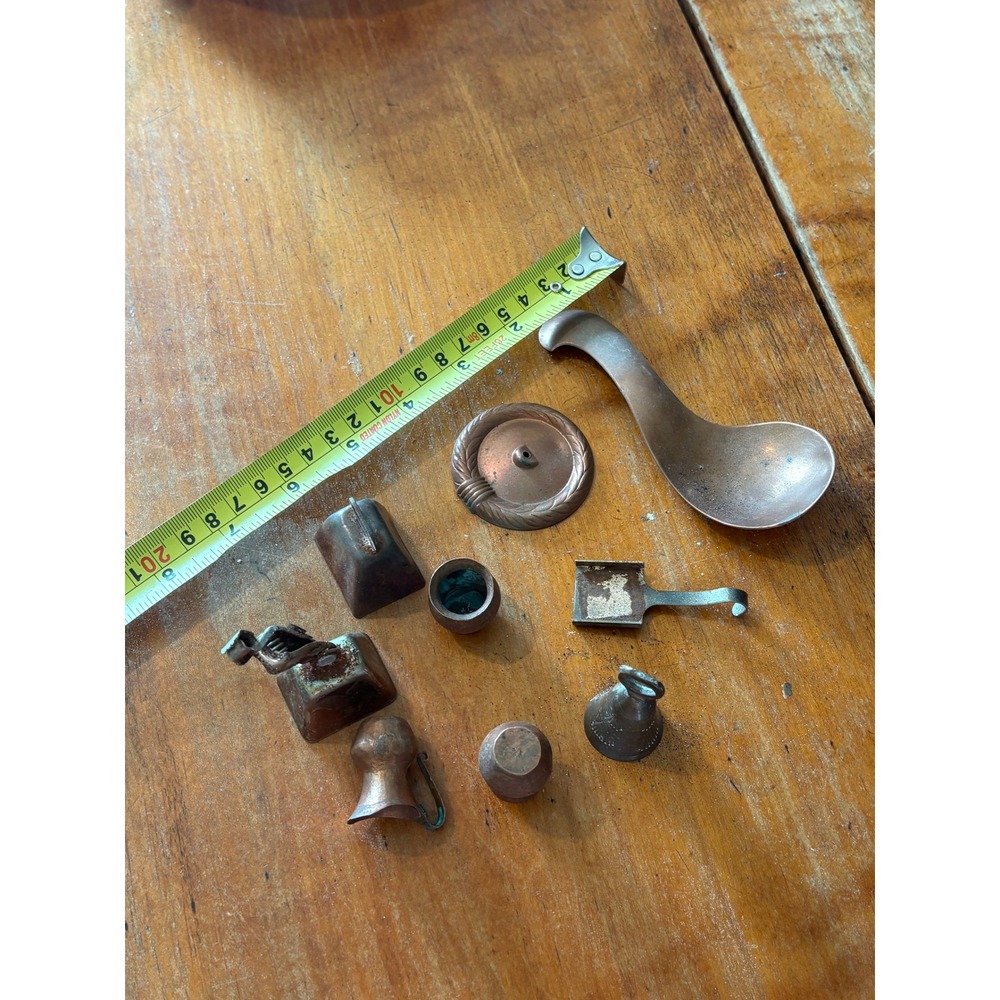 Vintage Copper Mini Kitchen Utensils Lot Bells Ladle Scoops Decor - Picture 2 of 7